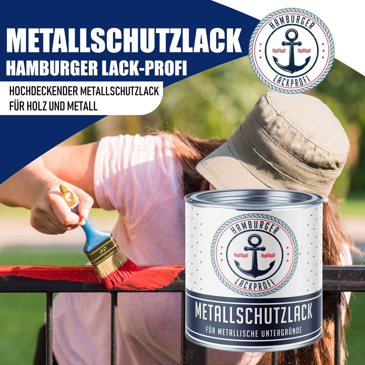 Lakier ochronny do metalu Liliowy niebieski RAL 4005 z zestawem malarskim (X500) - Hamburger Lack-Profi
