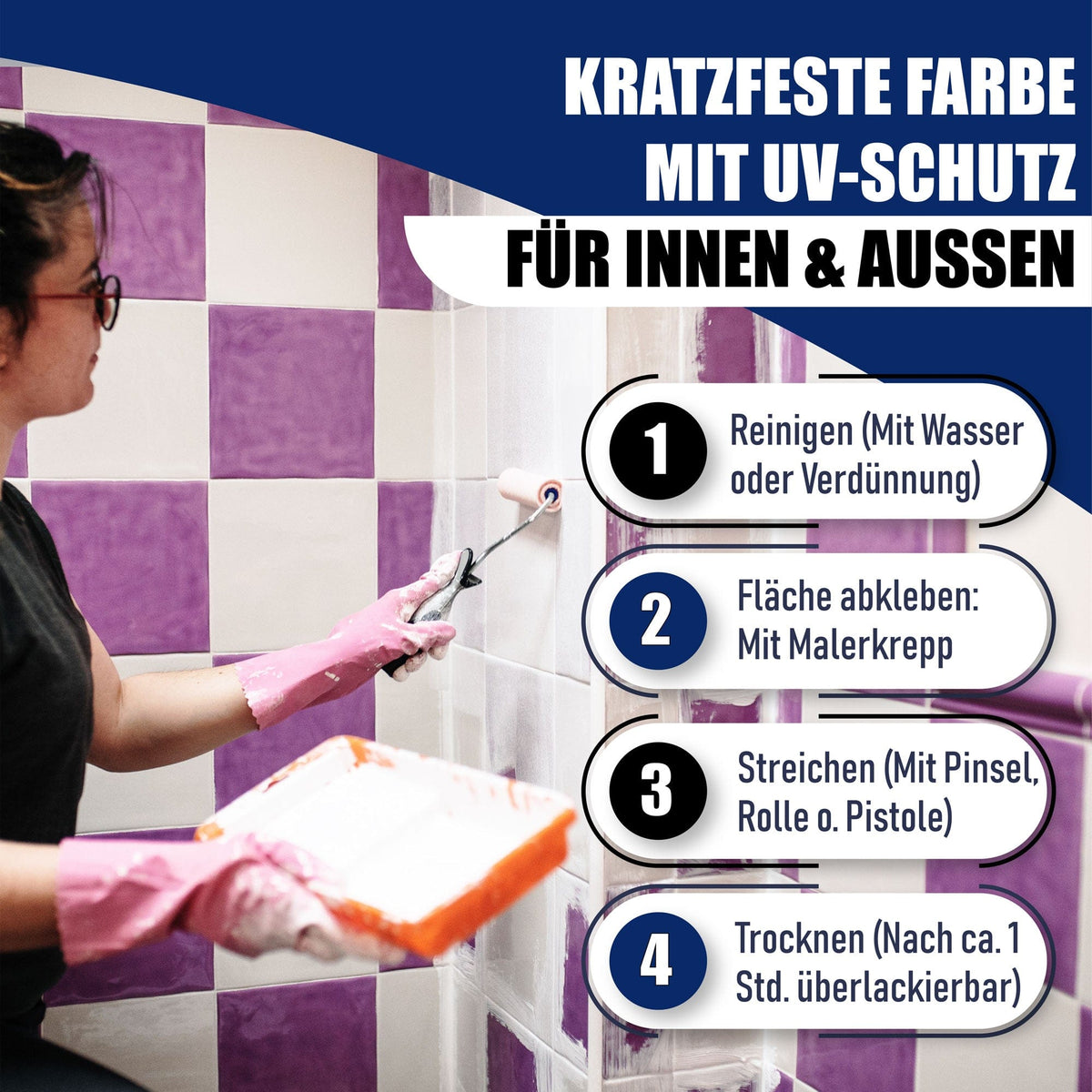 Farba do płytek Szary telegraficzny 4 RAL 7047 z zestawem malarskim (X500) - Hamburger Lack-Profi