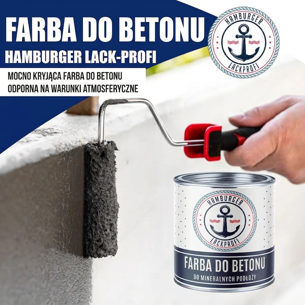 Hamburger Lack-Profi Farba do betonu Szary kamienny RAL 7030 - wysokokryjąca farba elewacyjna Hamburger Lack-Profi