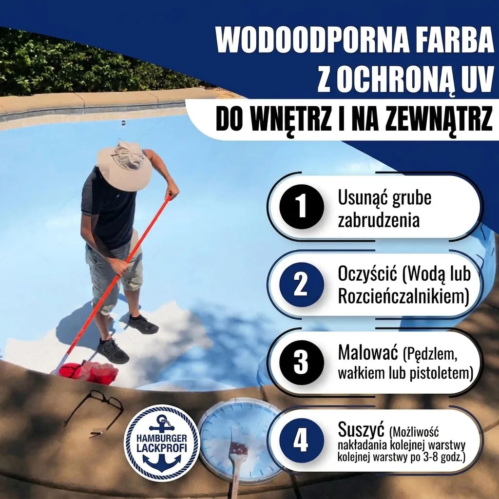 Farba do basenów Niebieski nocny RAL 5022 z zestawem malarskim (X300) - Hamburger Lack-Profi, Zdjęcie 44