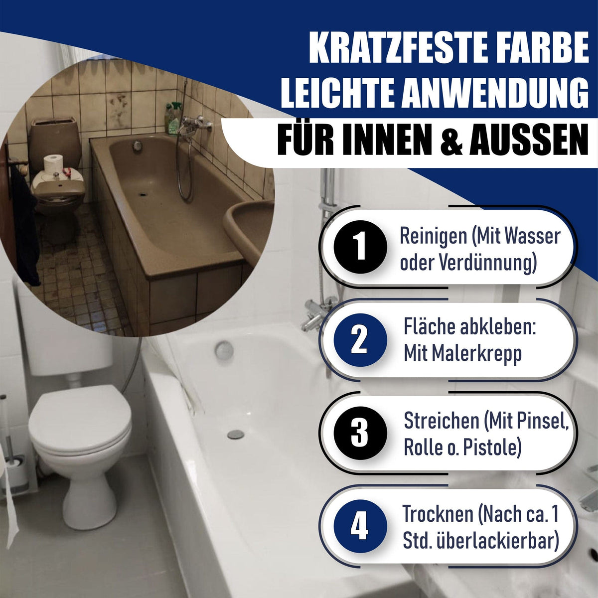 Farba do wanien 2K Szary czarny RAL 7021 z zestawem malarskim (X300) - Połysk / Półmat / Mat - Hamburger Lack-Profi