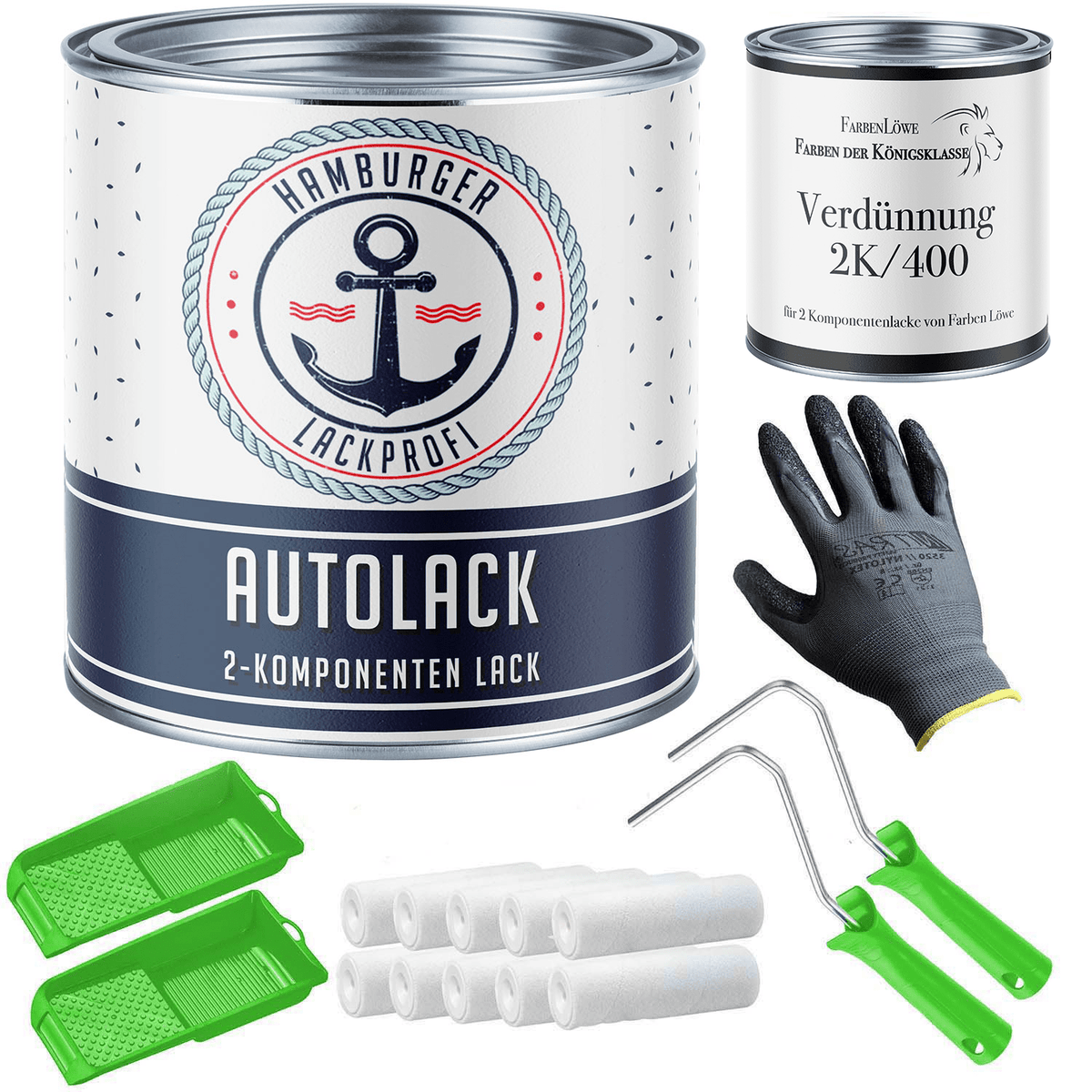 Hamburger Lack-Profi 2K Autolack mit Lackierset (X300) & Verdünnung (1 L) - 30% Sparangebot