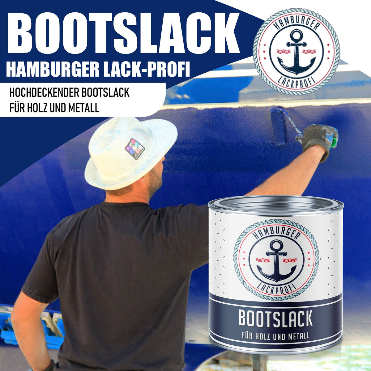 Lakier do łodzi Niebieski fioletowy RAL 5000 z zestawem malarskim (X300) - Hamburger Lack-Profi