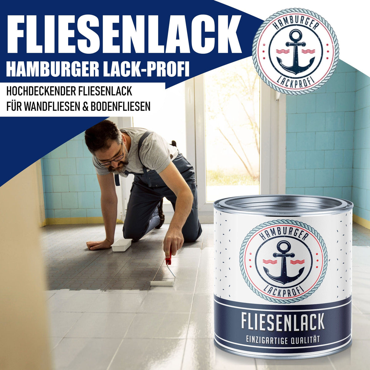Farba do płytek Liliowy niebieski RAL 4005 z zestawem malarskim (X300) - Hamburger Lack-Profi
