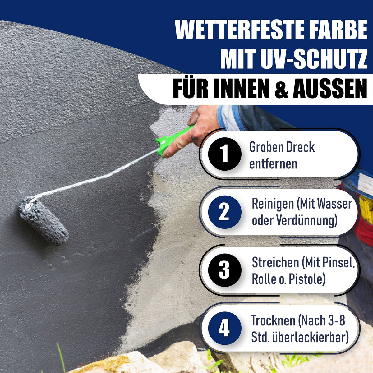 Hamburger Lack-Profi Betonfarbe Grasgrün RAL 6010 - hochdeckende Fassadenfarbe - Hamburger Lack-Profi