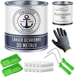 Lakier ochronny do metalu 3 w 1 PÓŁMAT z zestawem malarskim (X300) - Hamburger Lack-Profi