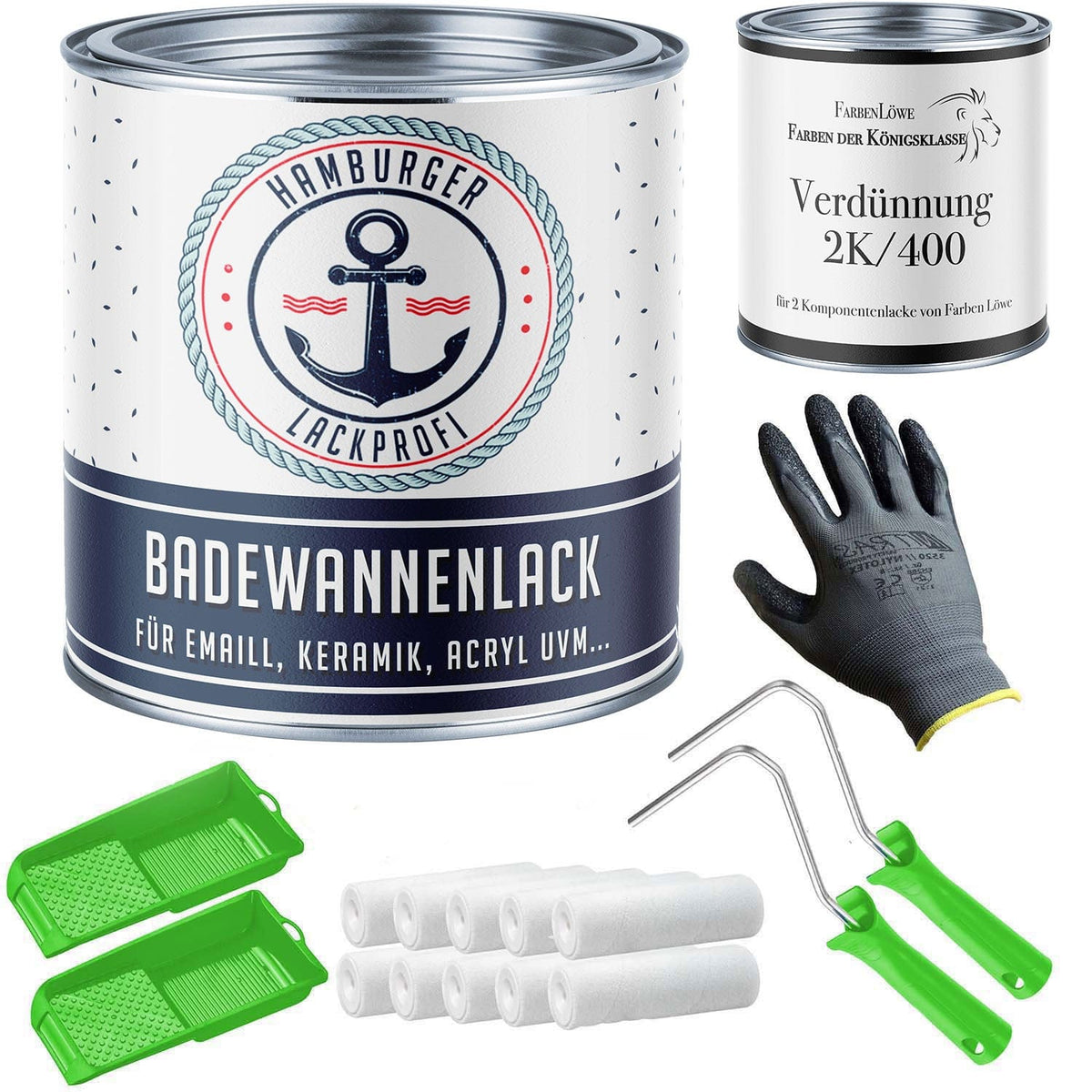 Farba do wanien 2K Niebieski nocny RAL 5022 z zestawem malarskim (X300) - Połysk / Półmat / Mat - Hamburger Lack-Profi