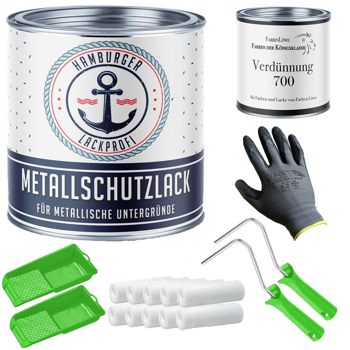 Lakier ochronny do metalu Brąz szary RAL 8019 z zestawem malarskim (X300) - Hamburger Lack-Profi