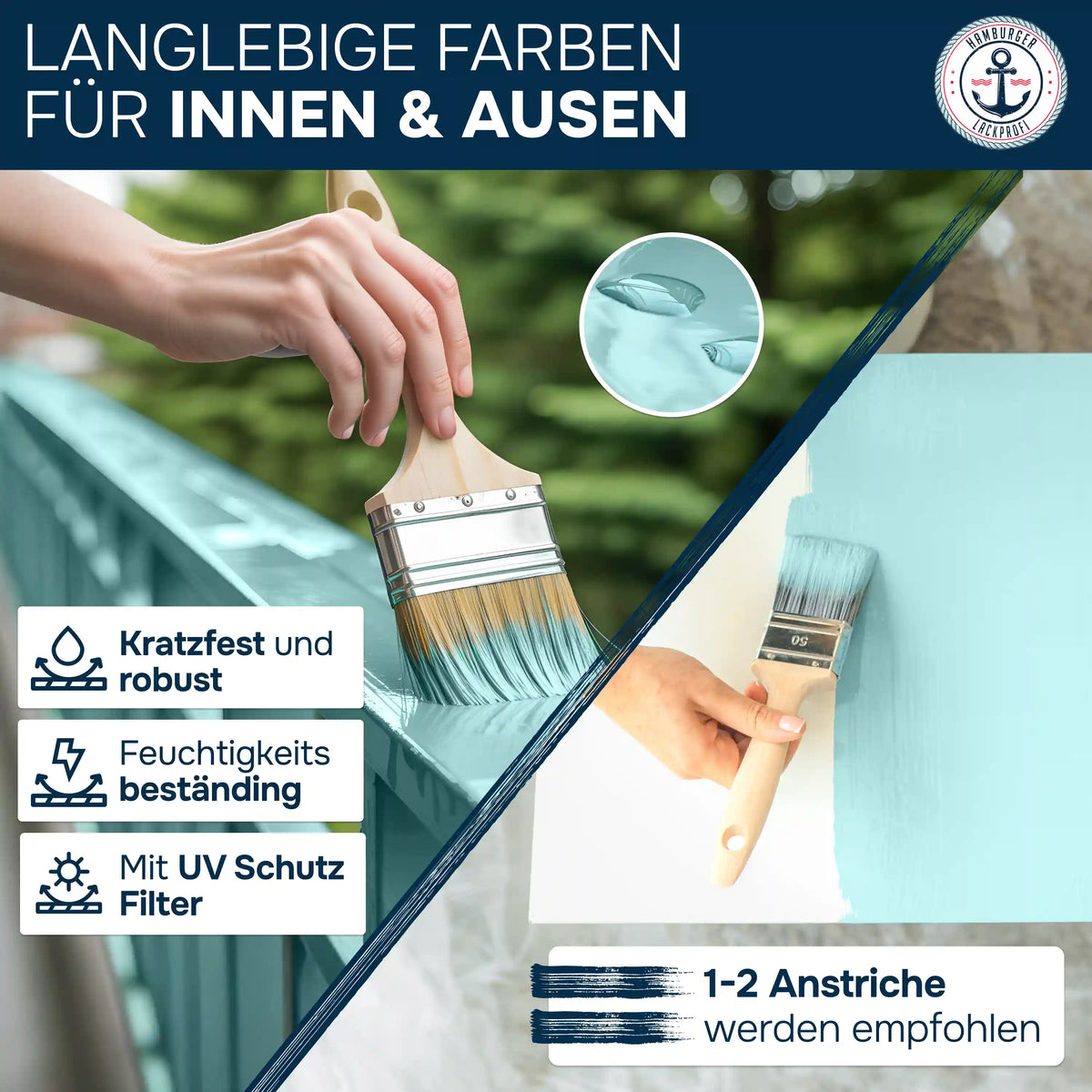 Farba do mebli bez szlifowania RAL 1034 Żółty pastelowy - Lakier do mebli z zestawem malarskim (X500) - Hamburger Lack-Profi