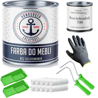 Farba do mebli bez szlifowania RAL 3031 Czerwień orientalna - Lakier do mebli z zestawem malarskim (X300) - Hamburger Lack-Profi